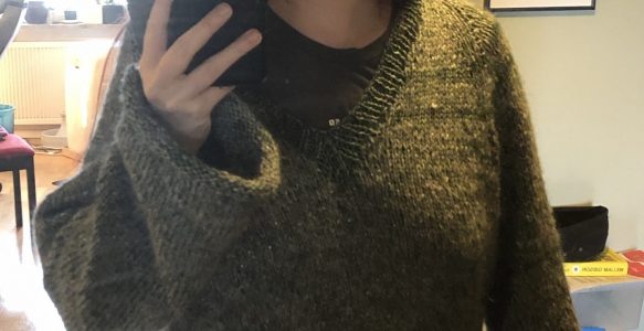 Improvised v-neck raglan sweater